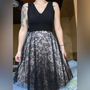 Black & nude with lace overlay Jessica Howard dress